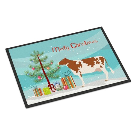 Carolines Treasures Ayrshire Cow Christmas Indoor or Outdoor Mat - 18 x 27 in. BB9194MAT